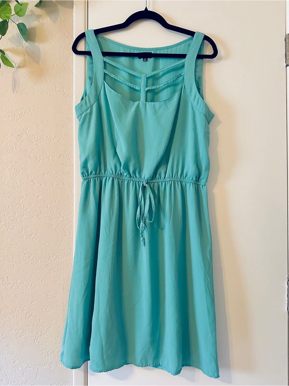 Zenobia Teal Strappy Front Summer Dress Size 1XL